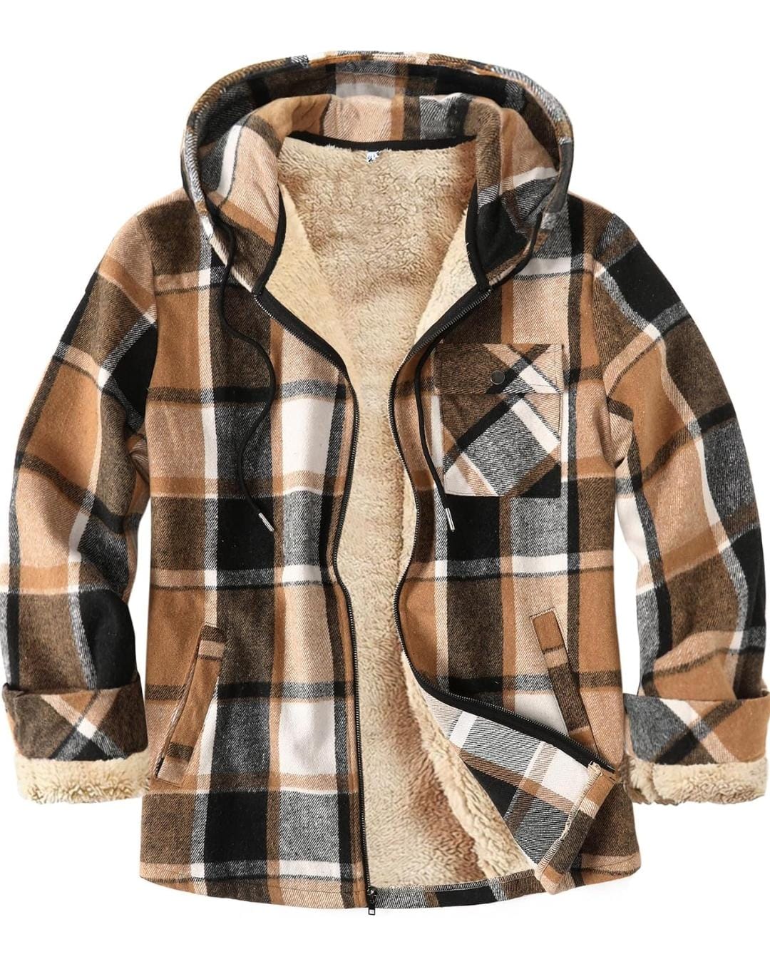 COOFANDY Jacket Sherpa Marron